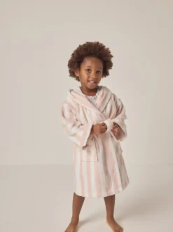 Kamerjassen|The White Company Natural 100% Cotton Wide Stripe Towelling Robe