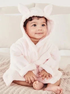 Kamerjassen|The White Company roze babybadjas met berenoren van 100% katoen