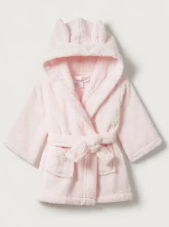 Kamerjassen|The White Company roze babybadjas met berenoren van 100% katoen
