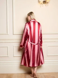 Badjassen*Their Nibs Raspberry Stripe Satin Grandpa Robe
