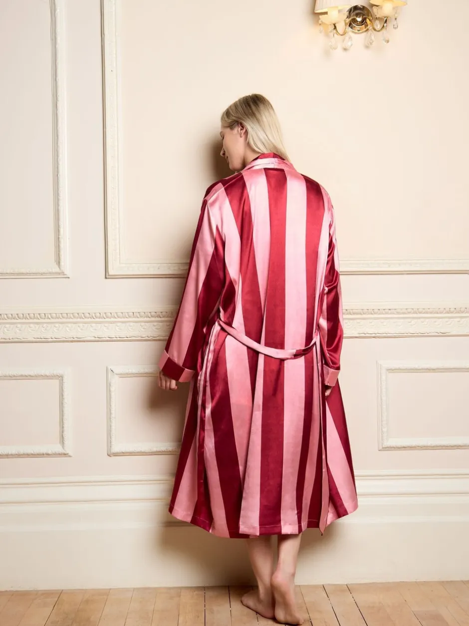 Badjassen*Their Nibs Raspberry Stripe Satin Grandpa Robe