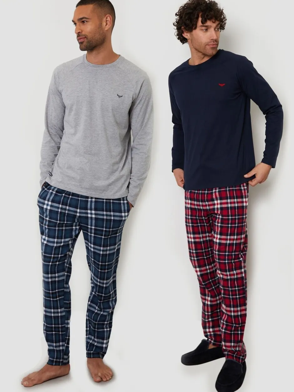 Pyjama's*Threadbare - Set van 2 lange ruit pyjama's