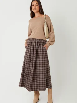 Rokken|Threadbare Check Pull On Midaxi Skirt