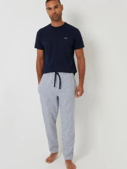 Pyjama's*Threadbare Short Sleeve Top & Stripe Trousers Pyjamas Set