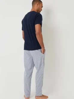 Pyjama's*Threadbare Short Sleeve Top & Stripe Trousers Pyjamas Set