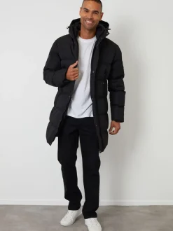Jassen En Jacks|Threadbare Showerproof Longline Hooded Puffer Coat