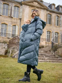 Jassen En Jacks|Moederschap|Seraphine - Lange 3-In-1 Zwangerschaps- en Draagjas Puffa Coat Tingrijs