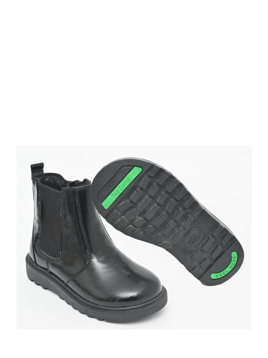 Boots|Toezone Amara Meisjes Zwarte lakleren Boots met elastische inzet en rits