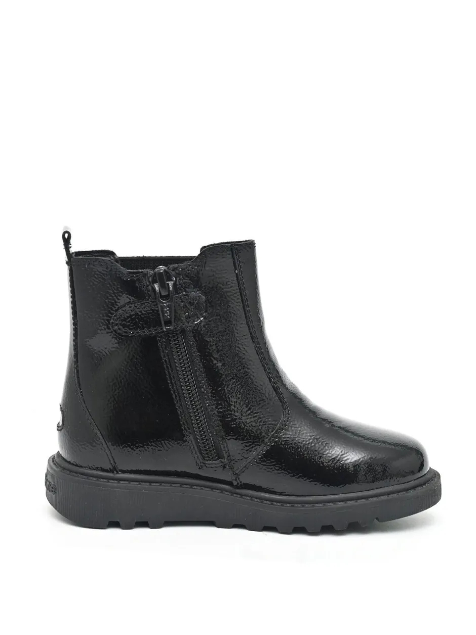 Boots|Toezone Amara Meisjes Zwarte lakleren Boots met elastische inzet en rits