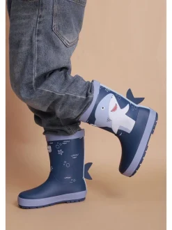 Laarzen|Toezone Boys Blue Shark Waterproof Wellies