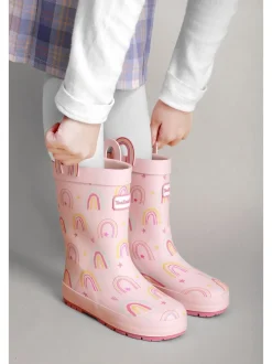 Laarzen*Toezone Girls Pink Rainbow Waterproof Wellies