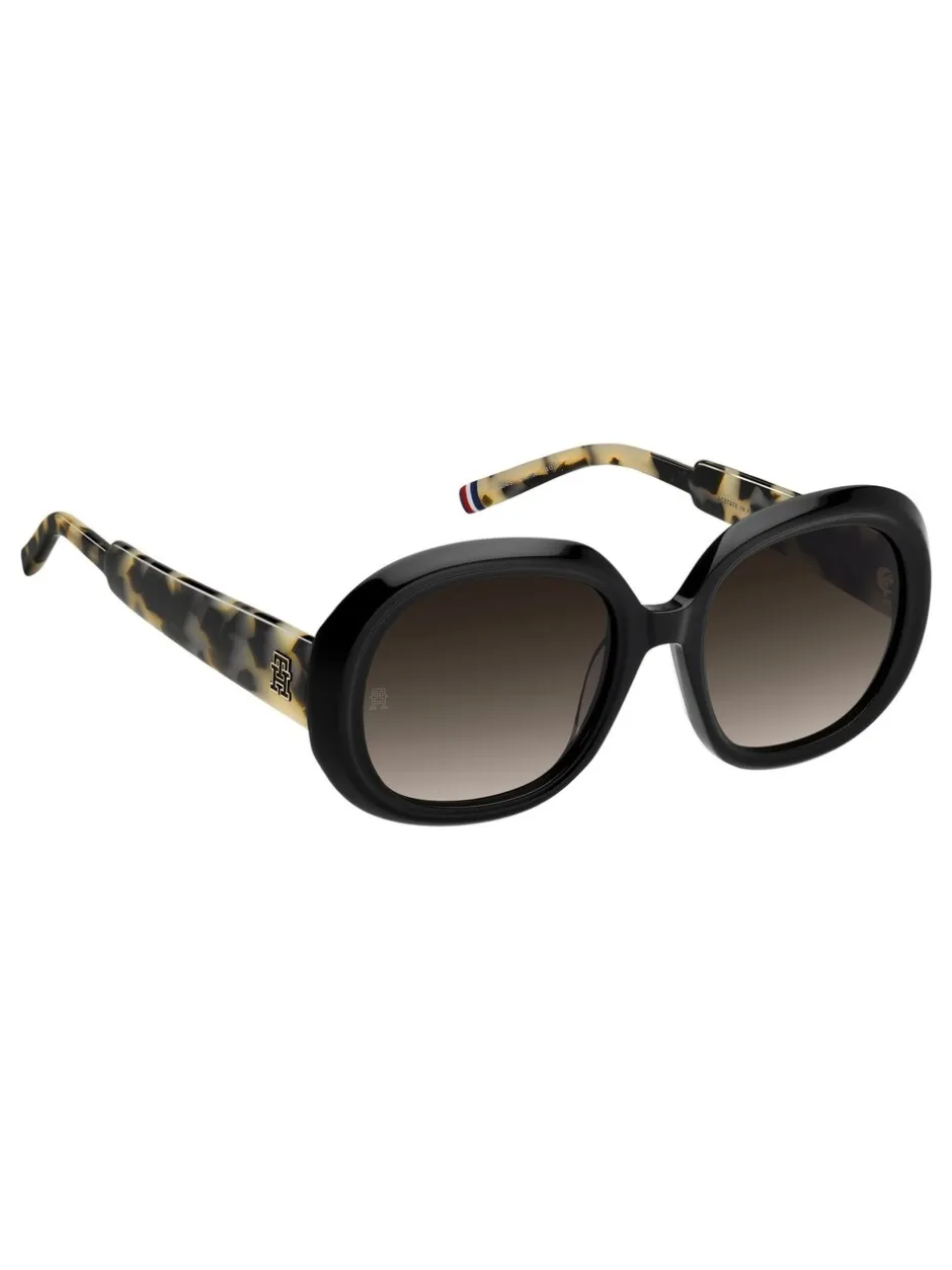 Zonnebril*Tommy Hilfiger Round Sunglasses in Black and Havana