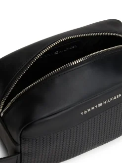 Tassen|Tommy Hilfiger toilettas met metalen logo en geweven paneel