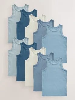 Tops|Multipacks*Next - Katoenen hemdjes 10 stuks (1,5-16jr) Tonaal blauw