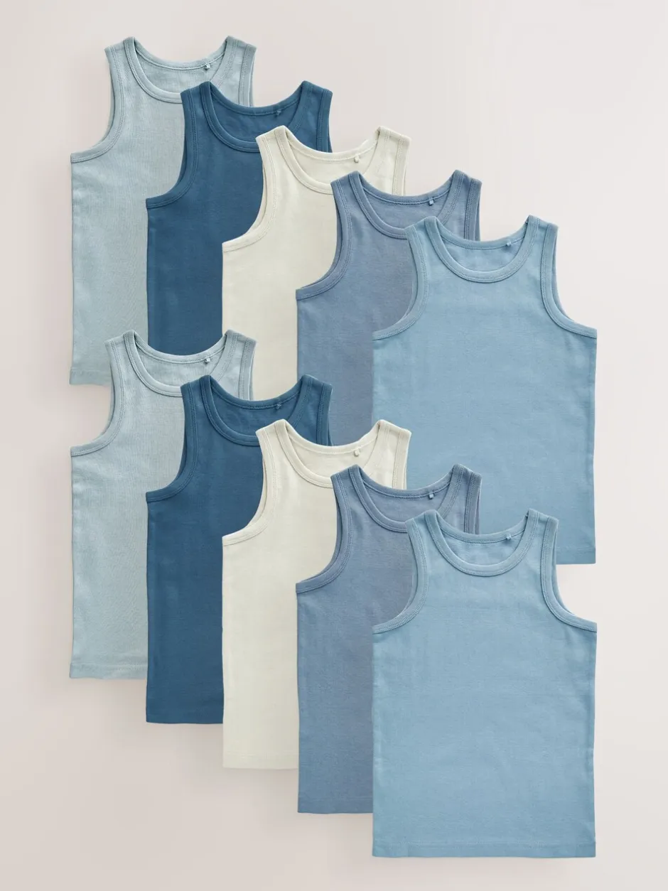 Tops|Multipacks*Next - Katoenen hemdjes 10 stuks (1,5-16jr) Tonaal blauw