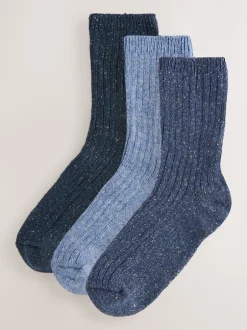 Sokken En Panty's*Next Tonaal blauw - Thermische enkelsokken van wol-zijdemix verpakking van 3