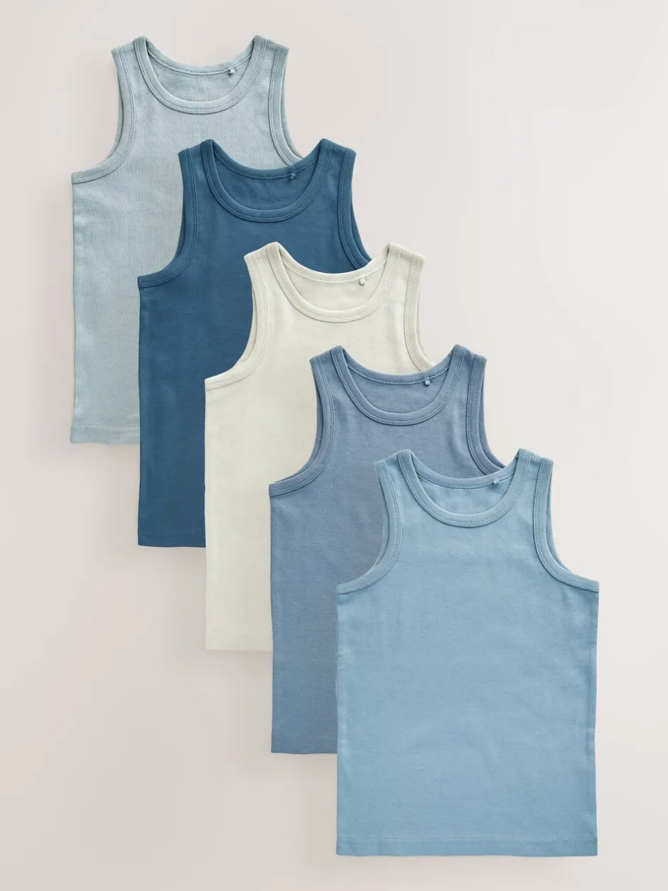 Tops|Multipacks|Next Tonaal blauw - Verpakking van 5 hemden (1,5-16 jr)