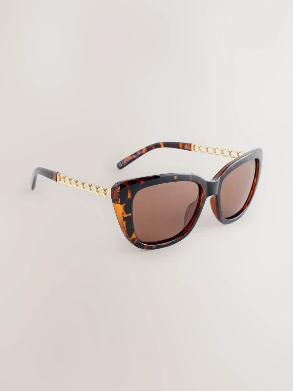 Zonnebril|Next Tortoise bruin - Chain Arm Sunglasses