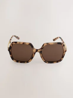 Zonnebril|Next Tortoise bruin - Square Chain Arm Sunglasses