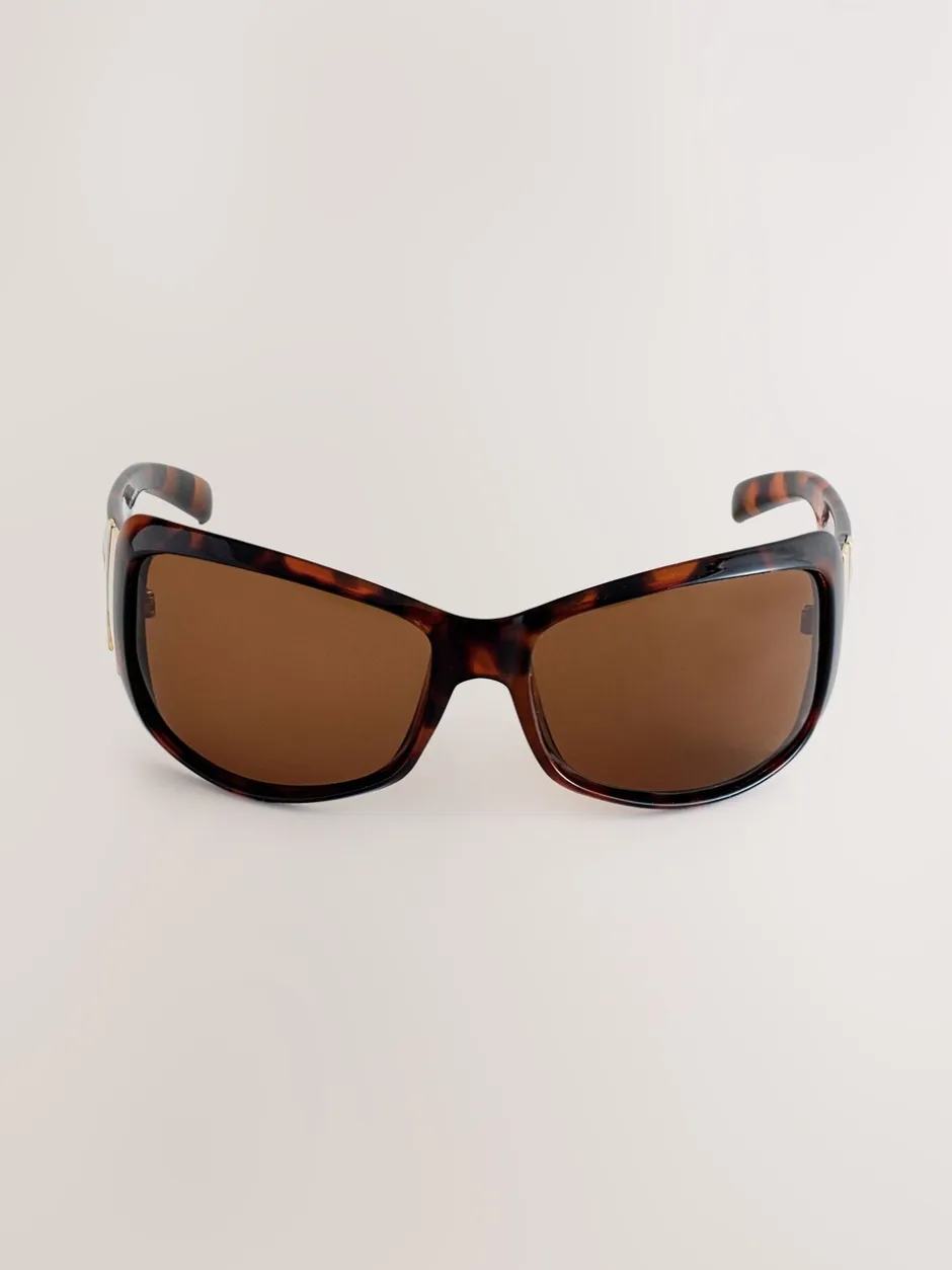 Zonnebril|Next Tortoise bruin - Wrap Around Sunglasses