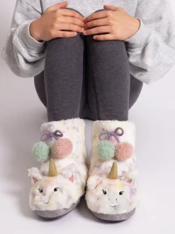 Pantoffels|Pantoffels*Totes Eenhoorn pantoffellaarsjes van imitatiebont voor kinderen