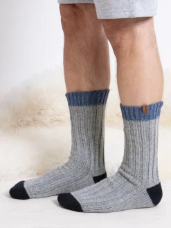 Sokken|Sokken|Totes grofgebreide wollen winterlaarssokken met draaipatroon voor heren verpakking van 2