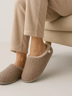 Pantoffels|Totes Isotoner Ladies Borg Swept Back Mules