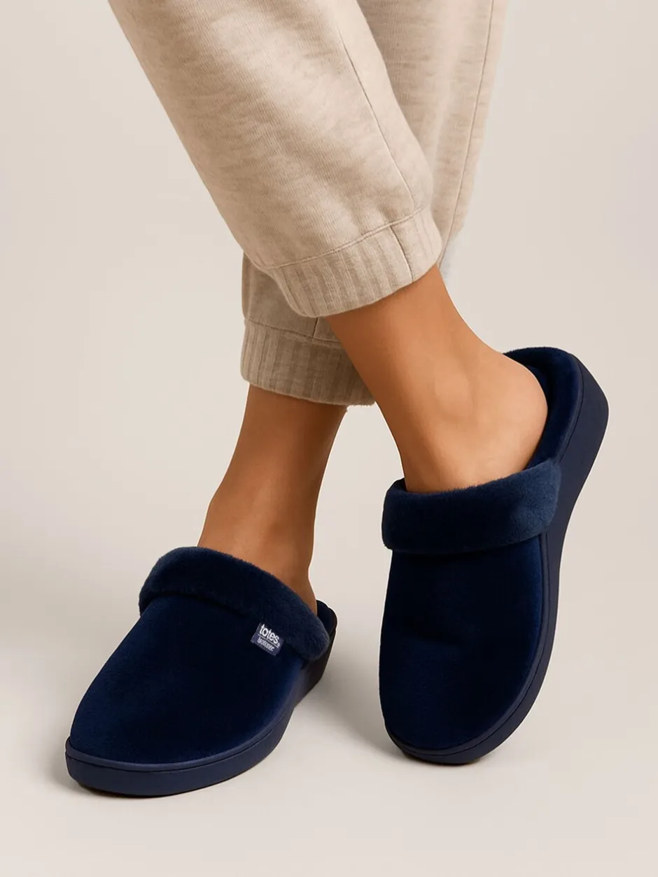 Pantoffels*Totes Isotoner Ladies Sparkle Velour Heeled Mules