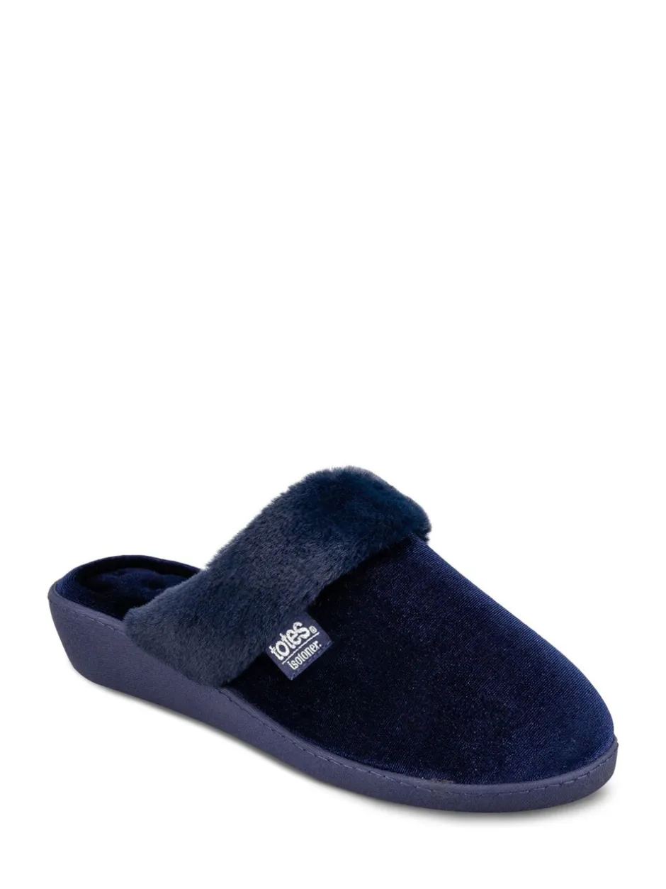 Pantoffels*Totes Isotoner Ladies Sparkle Velour Heeled Mules