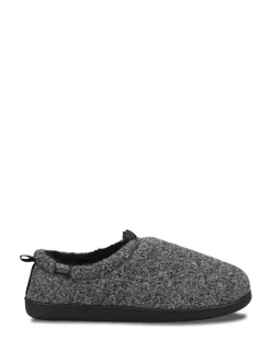Pantoffels|Totes Isotoner Mens Felt Full Back Slippers With Pull Toggle