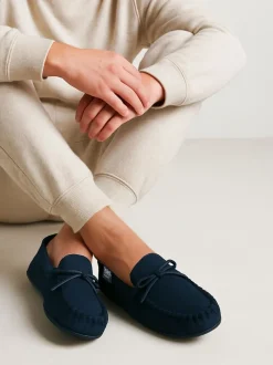 Pantoffels|Totes Isotoner Mens Herringbone Lined Moccasin