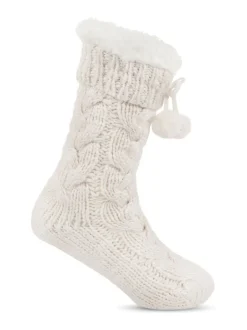 Sokken En Panty's|Totes Toasties Ladies Luxury Chunky Knit Slipper Socks