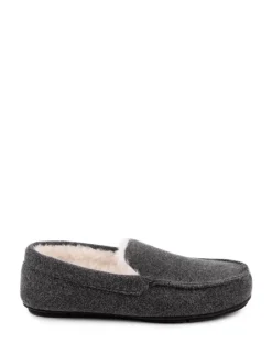Pantoffels*Totes Toasties Mens Felt Moccasin Slippers With Sherpa Lining