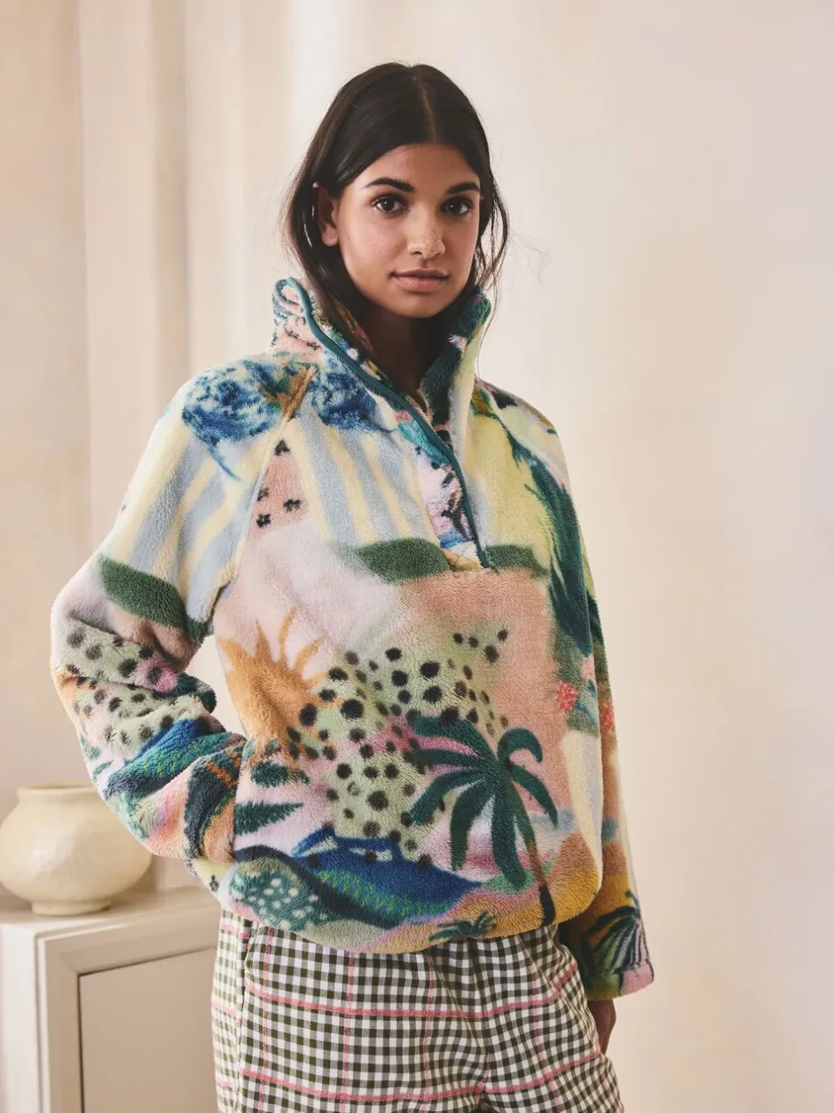 Hoody's En Sweatshirts*Next - Borg fleece top met print Tropisch oranje tafereel