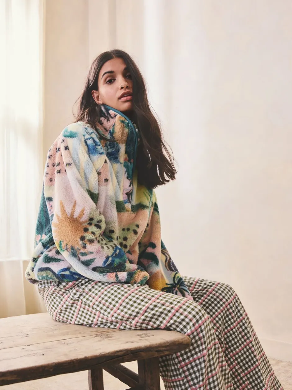 Hoody's En Sweatshirts*Next - Borg fleece top met print Tropisch oranje tafereel