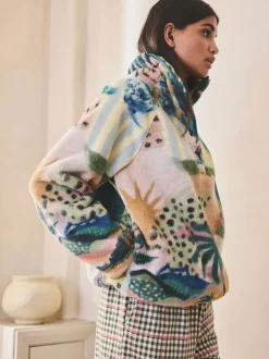 Hoody's En Sweatshirts*Next - Borg fleece top met print Tropisch oranje tafereel