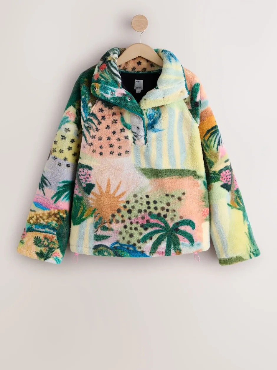 Hoody's En Sweatshirts*Next - Borg fleece top met print Tropisch oranje tafereel