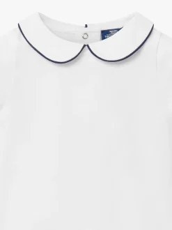 Rompertjes En Hemdjes|Trotters London - Little Milo wit/marineblauw rompertje met biezen