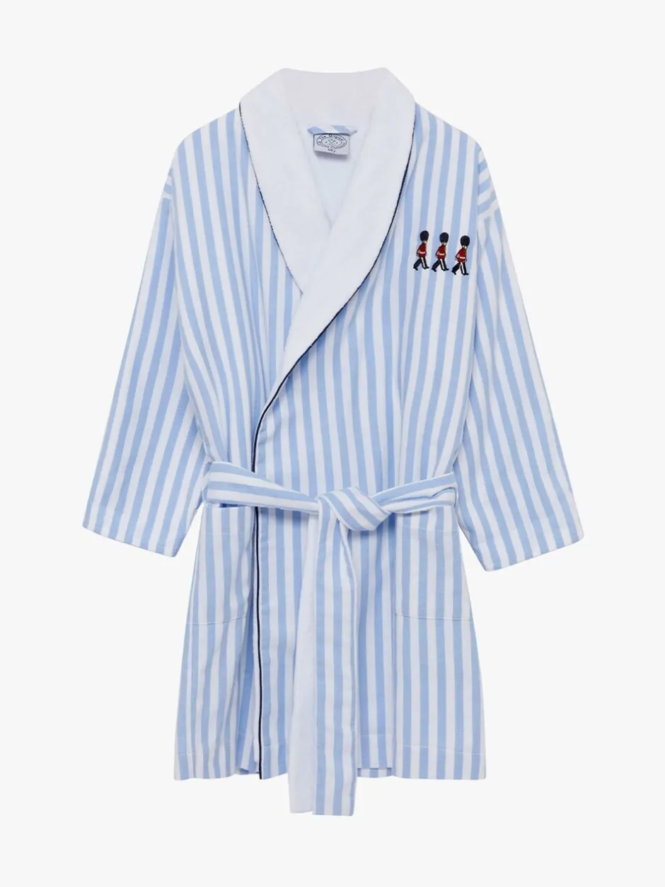 Kamerjassen*Trotters London Blue Stripe Felix 100% Cotton Bathrobe