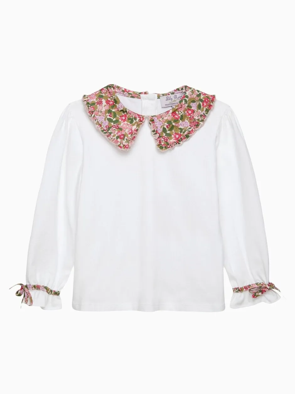 Overhemden En Blouses*Trotters London Red Hedgerow Pie Crust Jersey Blouse