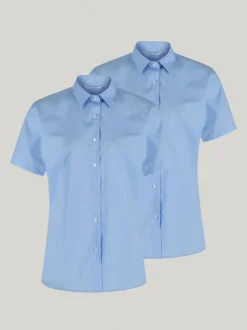 Overhemden En Blouses*Trutex - Verpakking van 2 blauwe schooloverhemden met korte mouwen en regular fit