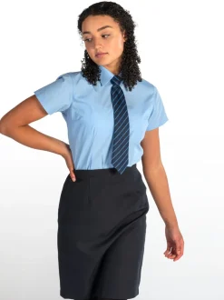 Overhemden En Blouses|Trutex Blauw Slim fit Korte mouwen 2 Pack School overhemden