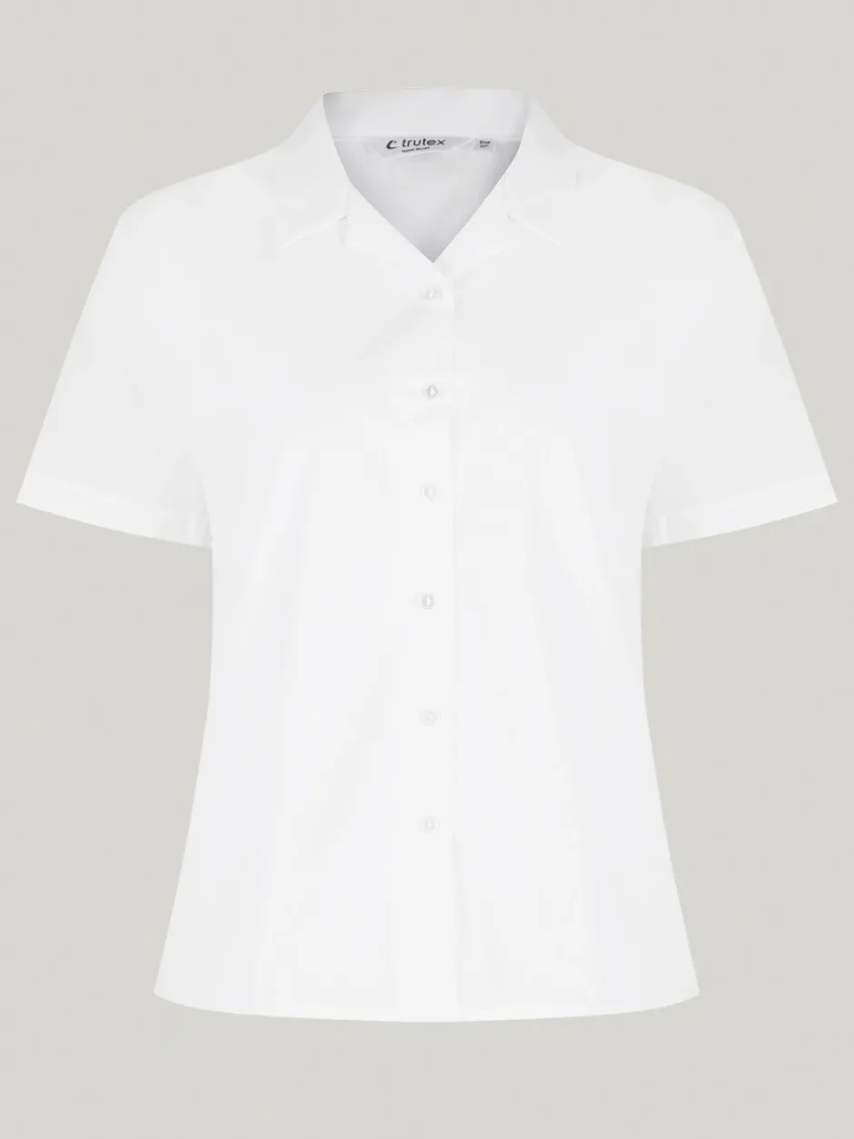Overhemden En Blouses*Trutex White Cuban Collar Regular Fit Short Sleeve 2 Pack School Shirts