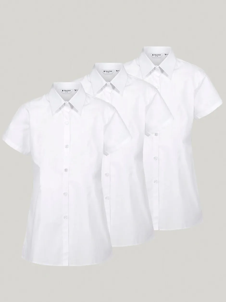 Overhemden En Blouses|Trutex White Regular Fit Short Sleeve 3 Pack School Shirts