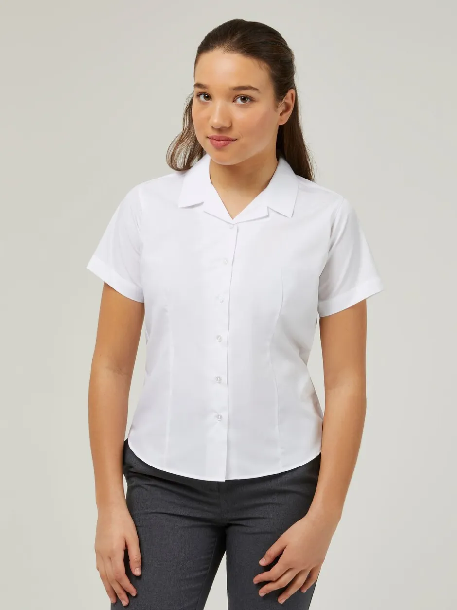 Overhemden En Blouses|Trutex Witte Cubaanse Kraag Slim fit Korte mouwen 2 Pack School overhemden
