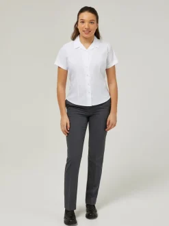 Overhemden En Blouses|Trutex Witte Cubaanse Kraag Slim fit Korte mouwen 2 Pack School overhemden