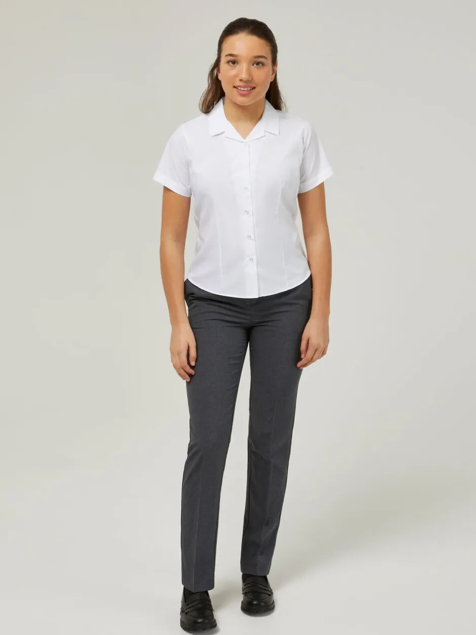 Overhemden En Blouses|Trutex Witte Cubaanse Kraag Slim fit Korte mouwen 2 Pack School overhemden