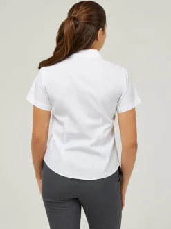 Overhemden En Blouses|Trutex Witte Cubaanse Kraag Slim fit Korte mouwen 2 Pack School overhemden