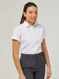 Overhemden En Blouses*Trutex Witte Slim Fit Korte Mouwen 2 Pack School Overhemden