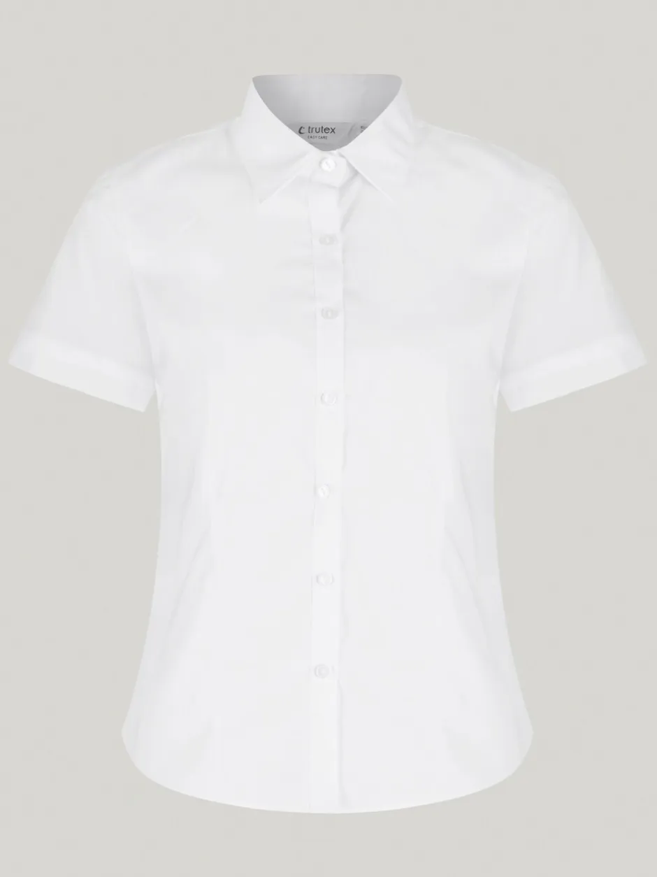 Overhemden En Blouses*Trutex Witte Slim Fit Korte Mouwen 2 Pack School Overhemden